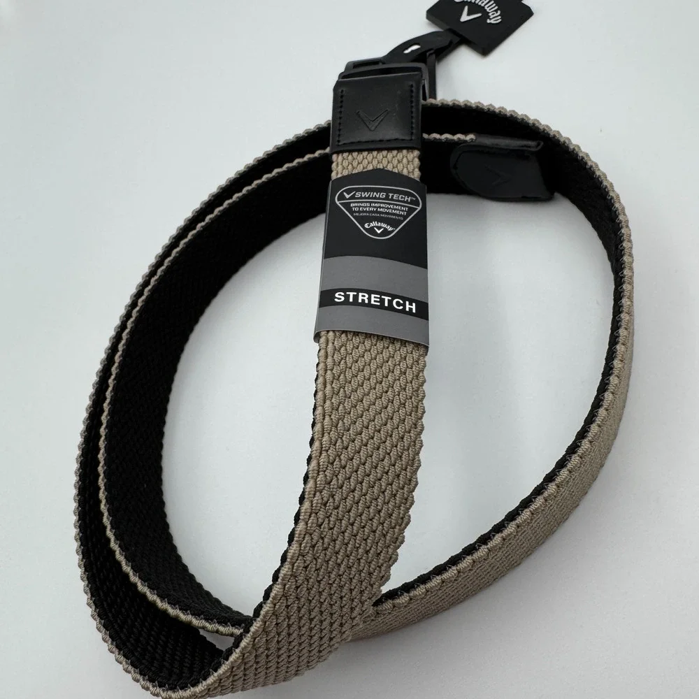 Callaway Swing Tech Reversible Belt Braided Khaki/Black Stretch XL 42-44 NWT